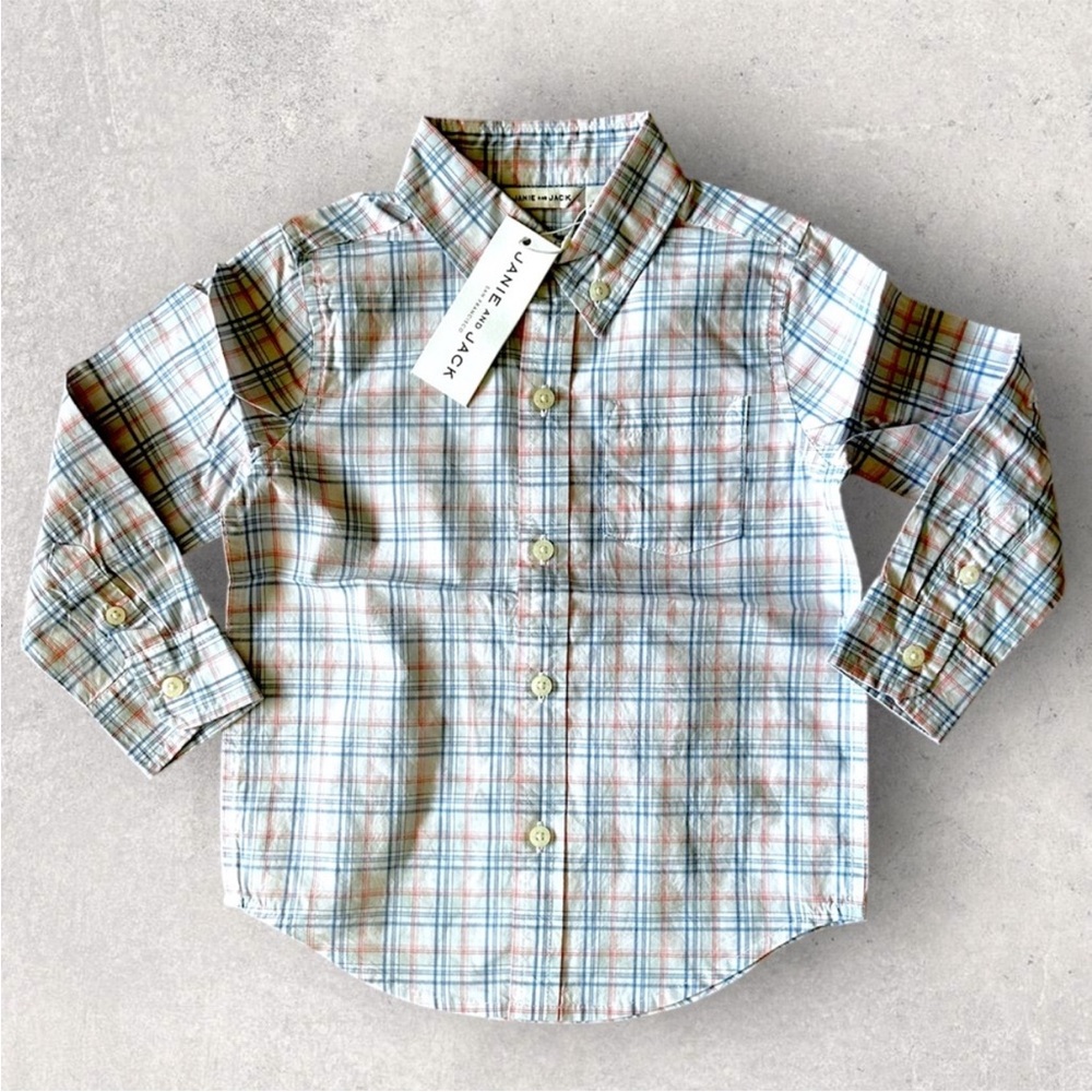 NWT Janie and Jack Plaid Button up Shirt Boys Size 2T